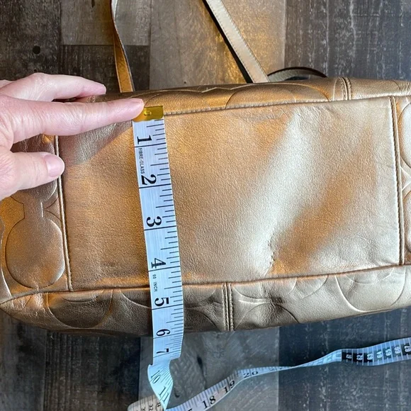 Coach East West gold embossed, shoulder tote